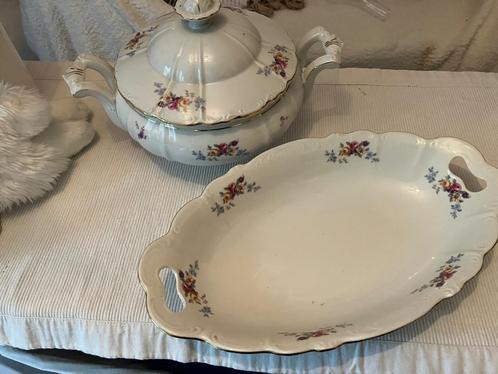 Oude Dekschaal met broodschaal, Antiek en Kunst, Curiosa en Brocante, Ophalen of Verzenden