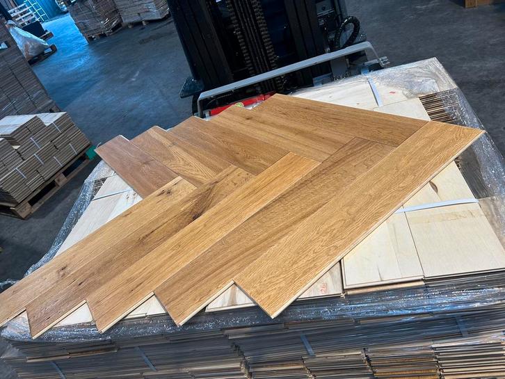 Aanbieding Eiken vloer visgraat XXL parket multiplank, Doe-het-zelf en Verbouw, Vloerdelen en Plavuizen, Nieuw, Parket, Hout, 150 cm of meer