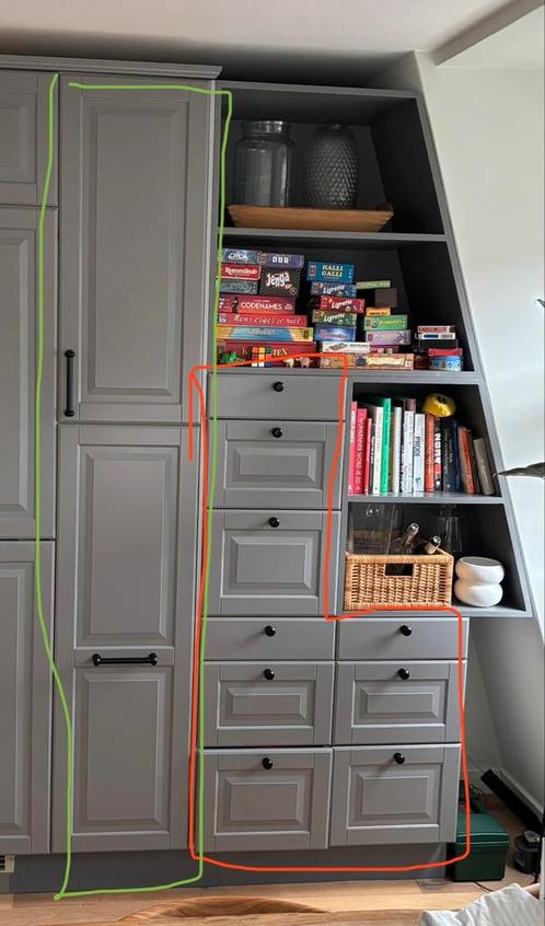 Ikea Faktum keukenkastjes met lades, Huis en Inrichting, Keuken | Keukenelementen, Minder dan 100 cm, 25 tot 50 cm, Grijs, Rood
