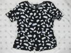 Selected Femme blauwe top witte print korte mouw (34) 36, Blauw, Selected Femme, Ophalen of Verzenden, Zo goed als nieuw