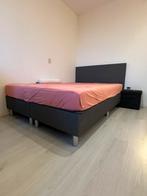 Mooi boxspring met Hoofdbord goede staat, Tweepersoons, Zo goed als nieuw, Grijs, 140 cm