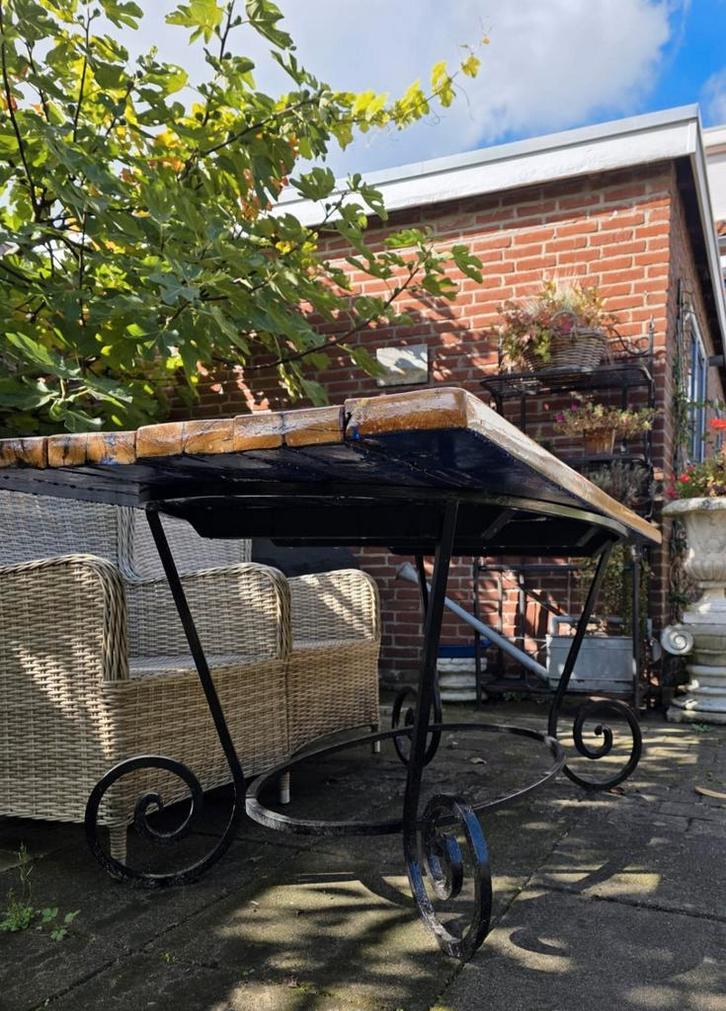 Zelfgemaakt eiken tafel, Tuin en Terras, Tuintafels, Gebruikt, Rechthoekig, Hout, Ophalen