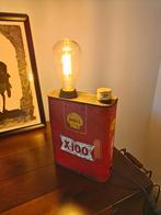 Unieke vintage Shell olieblik lamp – industriële eyecatcher., Huis en Inrichting, Lampen | Tafellampen, Ophalen of Verzenden, Zo goed als nieuw
