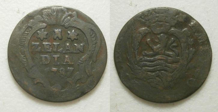 1] Zeeland Duit 1787, Postzegels en Munten, Munten | Nederland, Losse munt, 1 cent, Vóór koninkrijk, Ophalen of Verzenden