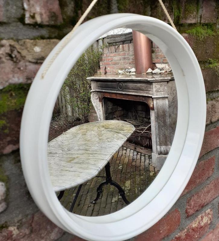 Vintage space age spiegel, Huis en Inrichting, Woonaccessoires | Spiegels, Gebruikt, Minder dan 50 cm, Minder dan 100 cm, Rond