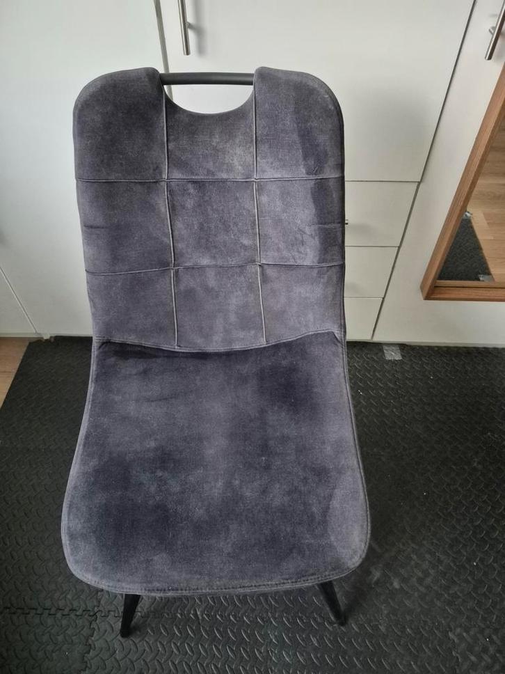 Antraciet/Zwarte Velvet Eetkamerstoelen, Huis en Inrichting, Stoelen, Zo goed als nieuw, Vier, Metaal, Stof, Zwart, Ophalen