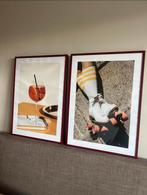 Tweeluik Fotoprints in Ossenbloedrode Frames, Ophalen, 50 tot 75 cm, Zo goed als nieuw, Foto of Poster