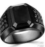 Ring Titanium Zwart met zwarte steen m- 20 ongedragen NIEUW, Sieraden, Tassen en Uiterlijk, Ringen, Nieuw, Overige materialen