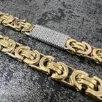 14k gouden koningsketting plat massief italy 70cm, Sieraden, Tassen en Uiterlijk, Kettingen, Ophalen of Verzenden, Zo goed als nieuw