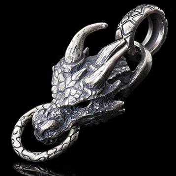 Draken kop hanger - 925 Zilver beschikbaar voor biedingen