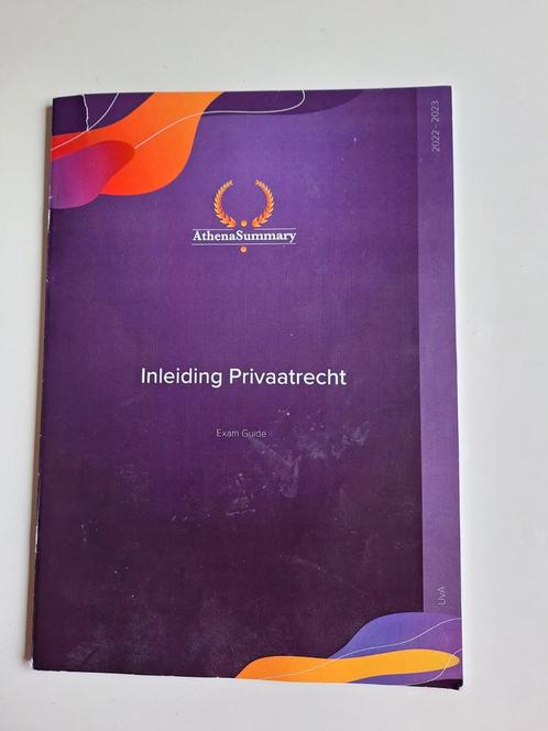 Inleiding Privaatrecht Exam Guide AthenaSummary UvA, Boeken, Studieboeken en Cursussen, Zo goed als nieuw, WO, Ophalen of Verzenden