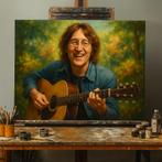 John Lennon met gitaar – op bestelling geschilderd, portrait, Ophalen of Verzenden