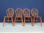 Set van 4 antieke eiken Engelse Windsor spijlen stoelen, Huis en Inrichting, Stoelen, Vier, Gebruikt, Ophalen of Verzenden, Engels antiek landelijk vintage Windsor