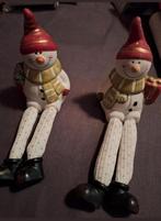 2 x sneeuwpop beeldjes met extra lange,stoffen beentjes, Diversen, Kerst, Ophalen of Verzenden