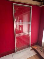 Glazen binnendeur met aluminium kozijn, Ophalen, Gebruikt, 80 tot 100 cm, 215 cm of meer