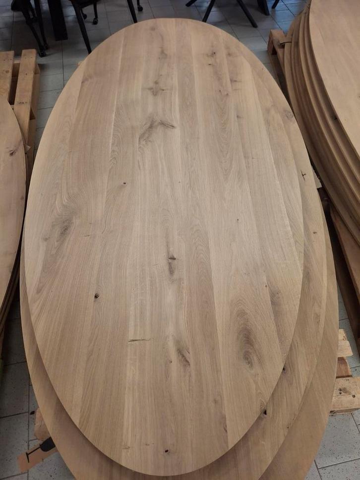 Partij ovale eiken tafelbladen 66 stuks, Huis en Inrichting, Tafelonderdelen, Nieuw, 50 tot 100 cm, Ovaal, Ophalen