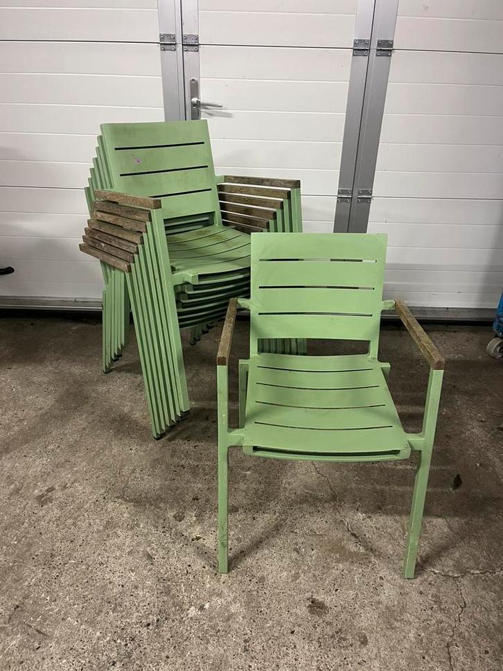 32 stuks horeca terras stoelen Satteliet Stapelbaar, Tuin en Terras, Tuinstoelen, Gebruikt, Stapelbaar, Ophalen