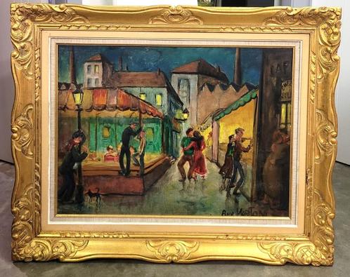 Guy VERTON, kermistafereel, Antiek en Kunst, Kunst | Schilderijen | Klassiek, Ophalen of Verzenden