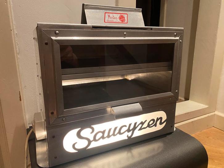 Vintage Saucijzen warmhoud toonbank kastje jaren 60, Huis en Inrichting, Keuken | Keukenbenodigdheden, Gebruikt, Ophalen of Verzenden