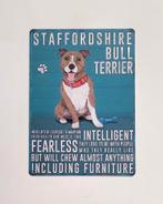 Staffordshire bull terrier eigenschappen metalen wandbord, Info@deconoord.nl, Deco Noord, Nieuw, Ophalen of Verzenden