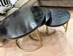 Zwarte salontafel 3 delig met, Huis en Inrichting, Tafels | Salontafels, Ophalen, Gebruikt, 50 tot 100 cm, Rond