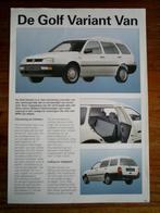 VW De Golf Variant Van 1990 / 1991 2 pag, Verzenden, Zo goed als nieuw, Volkswagen