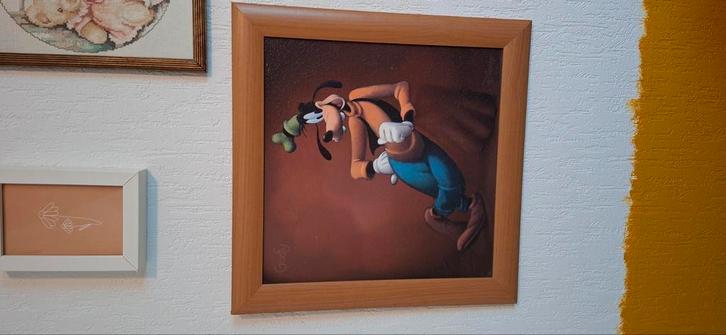Disney schilderij Goofy – ingelijst – uniek voor de verzamel, Verzamelen, Disney, Zo goed als nieuw, Ophalen