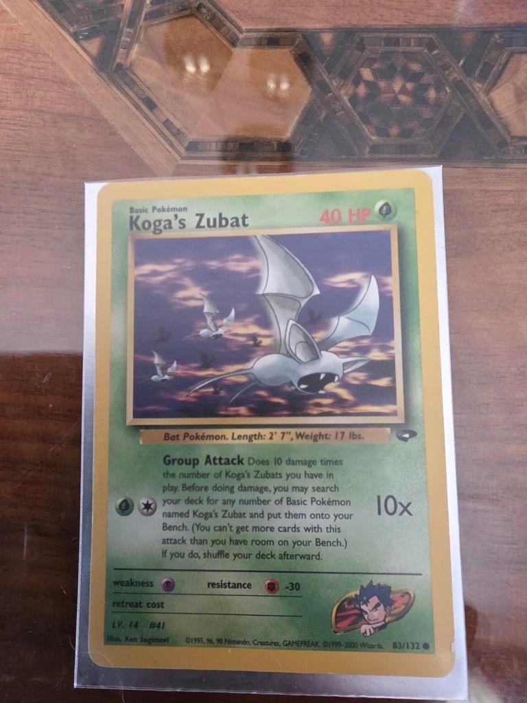 Zeldzame Koga's Zubat Pokémonkaart uit 1995, Ophalen of Verzenden, Gebruikt, Losse kaart