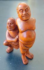 Houten Netsuke van een stel Sumo worstelaars Japan, Ophalen of Verzenden