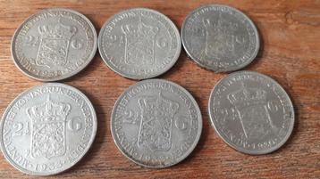 6 rijkdaalders wilhelmina zilver  beschikbaar voor biedingen