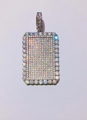 Zilveren ketting hanger vol moissaniet edelstenen beschikbaar voor biedingen