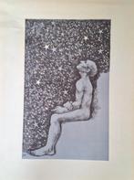 John Raedecker Rädecker litho 1947 'man onder sterrenhemel', Antiek en Kunst, Ophalen