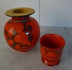 Flora Gouda-vaas "Tokio" - vurig rood Dutch Art Pottery, Ophalen of Verzenden