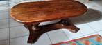 Vintage eiken salontafel met bolpoot, Ophalen, Gebruikt, 100 tot 150 cm, Eikenhout