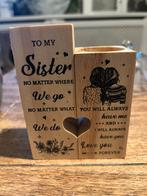 Houten Kandelaar Hart - Cadeau voor Zus, Huis en Inrichting, Woonaccessoires | Kandelaars en Kaarsen, Bruin, Nieuw, Ophalen of Verzenden