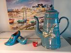 Blauwe Franse Koffiepot met Decoratie van rozen, Antiek en Kunst, Ophalen of Verzenden