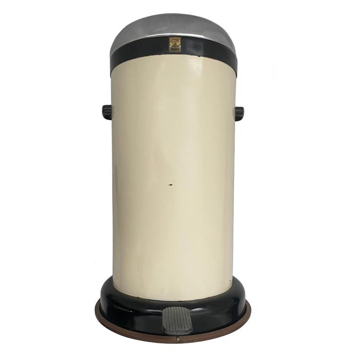Prullenbak pedaalemmer met verchroomde deksel 1950, Huis en Inrichting, Woonaccessoires | Prullenbakken, Gebruikt, Metaal, 50 tot 75 cm