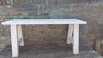 Wit houten (tuin) bankje, Tuin en Terras, Tuintafels, Ophalen, Nieuw, Rechthoekig, Hout