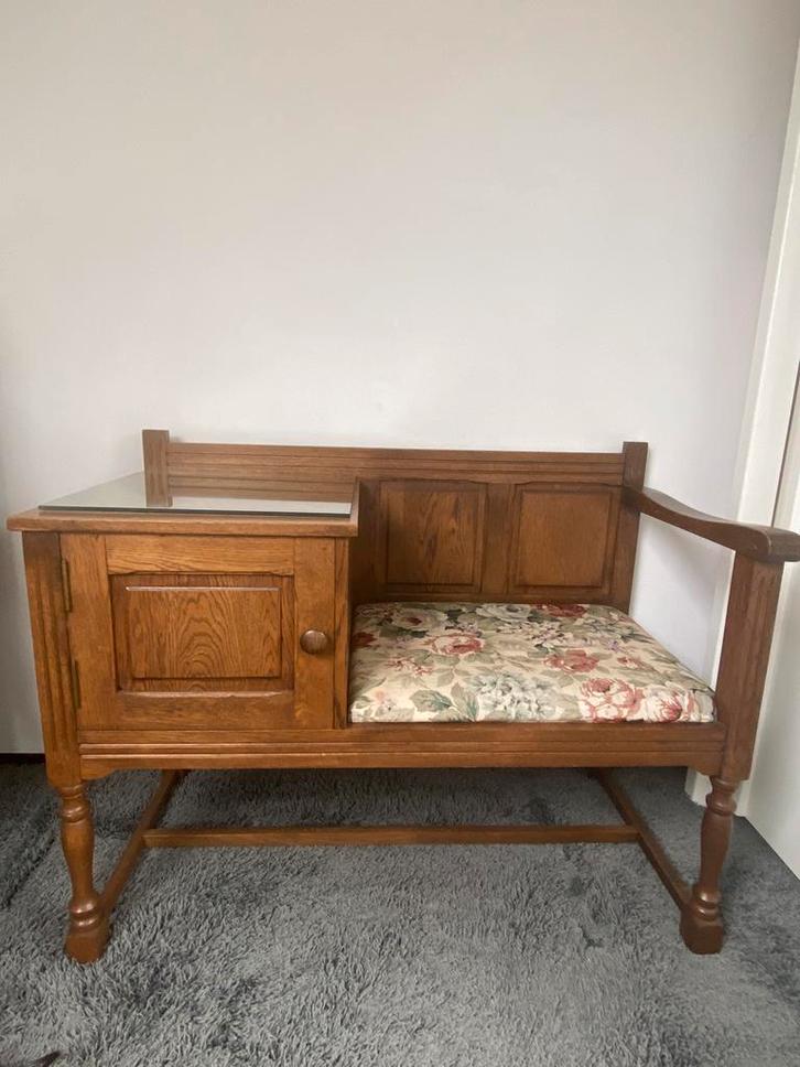 Bankje , eikenhout1 persoons, Huis en Inrichting, Banken | Bankstellen, Gebruikt, Tweepersoons, Minder dan 150 cm, 75 tot 100 cm