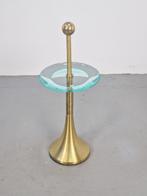 Vintage Fontana Arte Side Table messing glas bijzettafel '60, 45 tot 60 cm, Minder dan 55 cm, N, Ophalen of Verzenden