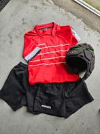 Rugbykleding set: shirt, 2 broekjes & scrumcap mt 140, Ophalen of Verzenden, Gebruikt, Kleding