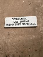 Oude ijzeren reclame / meldings bord, Verzamelen, Ophalen, Gebruikt, Reclamebord