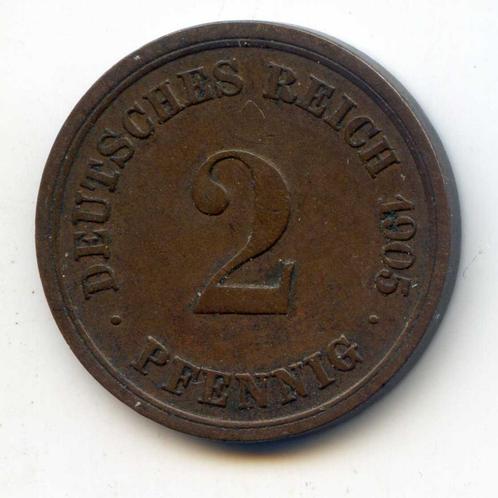 Duitsland 2 Pfennig 1905 F Oplage Ca. 1.1 Miljoen, Postzegels en Munten, Munten | Europa | Niet-Euromunten, Duitsland, Ophalen of Verzenden