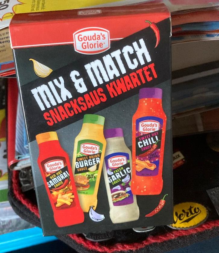 Gouda's Glorie Mix & Match Snacksaus Kwartetspel, Verzamelen, Speelkaarten, Jokers en Kwartetten, Zo goed als nieuw, Ophalen of Verzenden