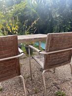 Houten tuintafel met 4 stoelen, Ophalen, Zo goed als nieuw, Rechthoekig, Hout
