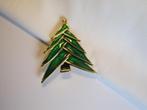 Broche kerstboom/ groen en zwart emaille., Verzenden, Zo goed als nieuw