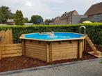 Zwembad hout + zonnepanelen + vele extra's, Tuin en Terras, Zwembaden, Ophalen, Zo goed als nieuw, Rechthoekig, 120 cm of meer