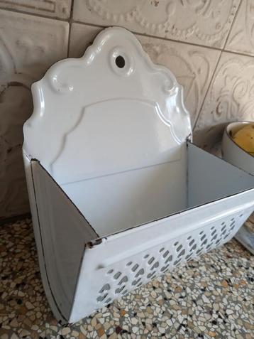 Emaille ophangbak/keukenhulp wit beschikbaar voor biedingen