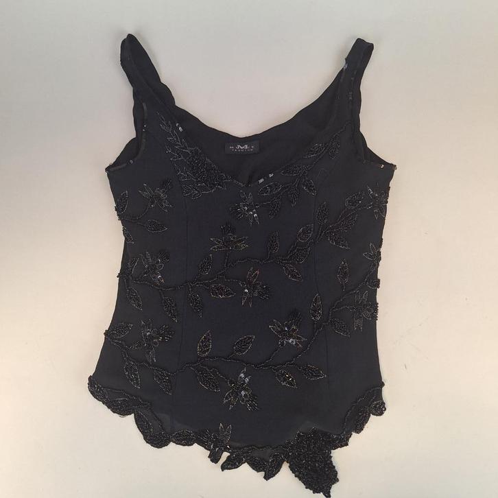 Feestelijk zijden dames top met kraaltjes Murek zwart  38, Kleding | Dames, Tops, Zo goed als nieuw, Maat 38/40 (M), Zwart, Zonder mouw