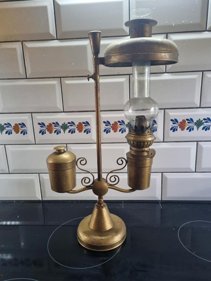 Antieke Koperen Olielamp, Antiek en Kunst, Antiek | Lampen, Ophalen